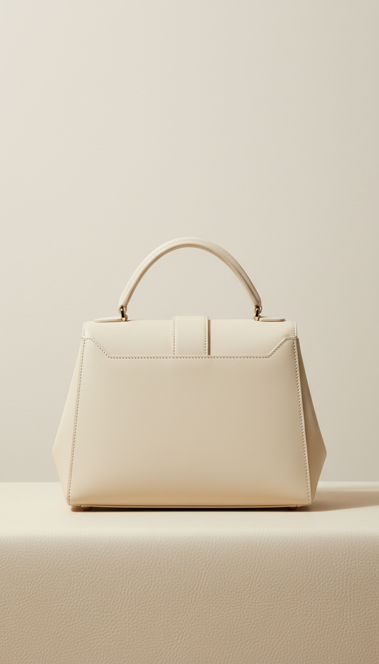 Structured Cream Leather Handbag