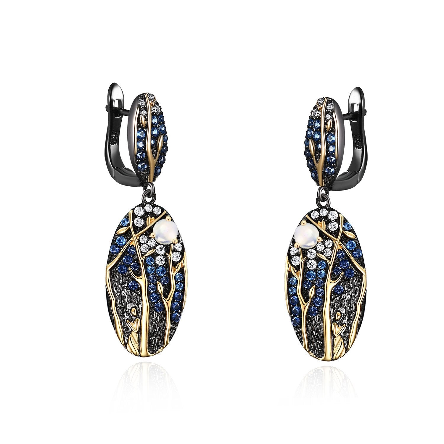 Close-up of the Natural Gemstone setting on these earrings