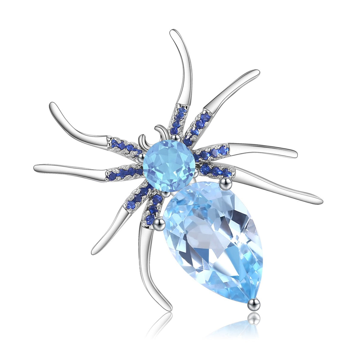 Secret Garden Designer Natural Gemstone Topaz Brooch in 925 Sterling Silver