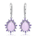 Secret Garden Elegant Luxury Pink Chalcedony & Natural Gemstone Earrings in 925 Sterling Silver