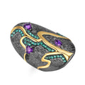 Secret Garden Designer Vintage Natural Gemstone Ring in 925 Sterling Silver