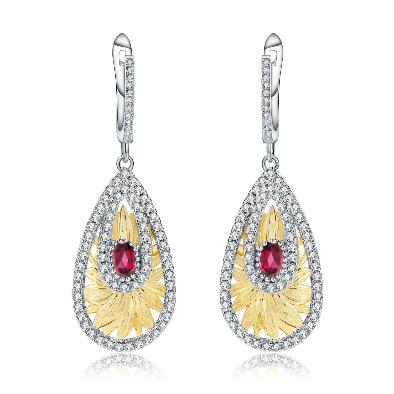Close-up of the Natural Gemstone setting on these earrings