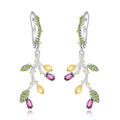 Secret Garden Designer Nature-Inspired Vintage Natural Gemstone Earrings in 925 Sterling Silver