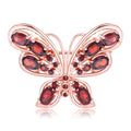 Secret Garden Designer Butterfly Natural Garnet & Natural Gemstone Brooch in 925 Sterling Silver