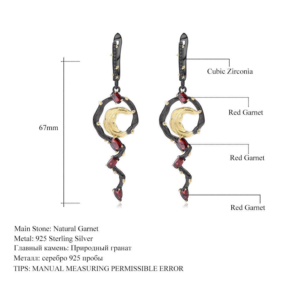 Back view of the Garnet earrings showing clasp and hallmark