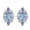 Secret Garden Elegant Luxury Pavé Natural Topaz Earrings in 925 Sterling Silver