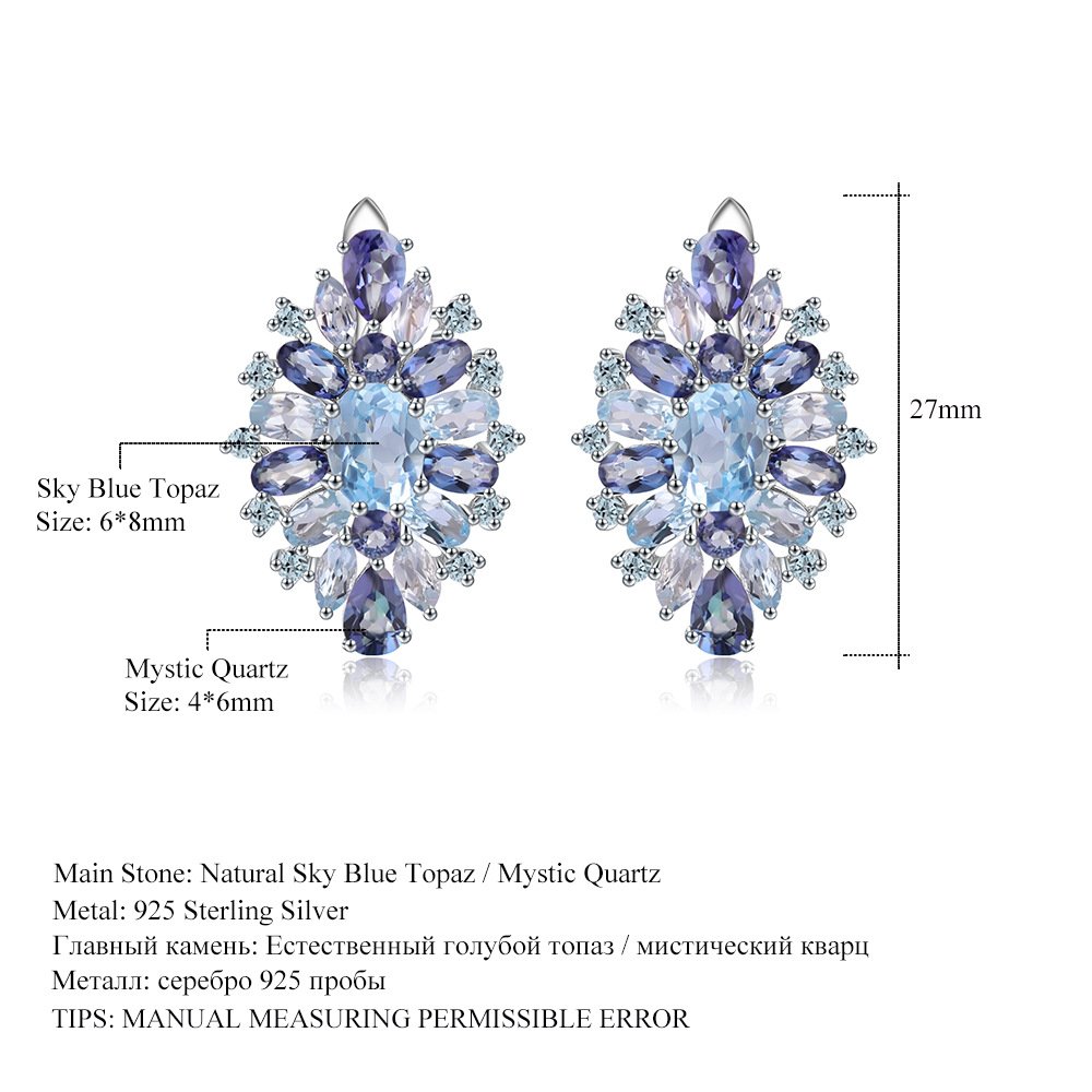 Back view of the Topaz earrings showing clasp and hallmark