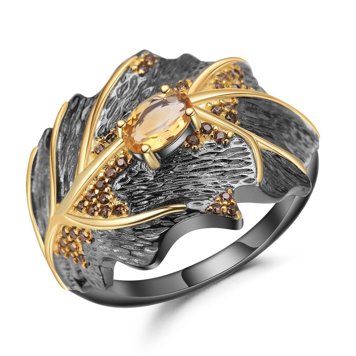 Secret Garden Designer Vintage Natural Gemstone Ring in 925 Sterling Silver