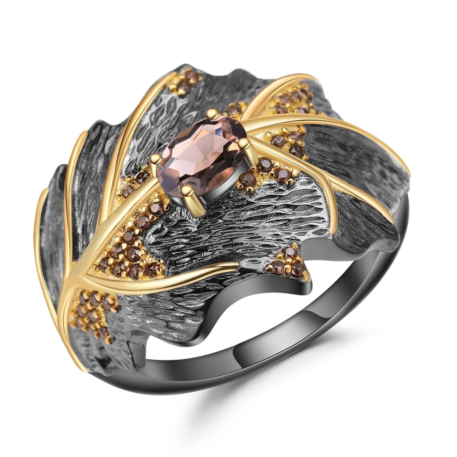 Close-up of the Natural Gemstone setting on this ring