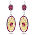Secret Garden Designer Nature-Inspired Floral Natural Gemstone Earrings in 925 Sterling Silver