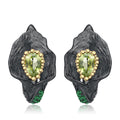 Secret Garden Designer Elegant Natural Peridot Earrings in 925 Sterling Silver