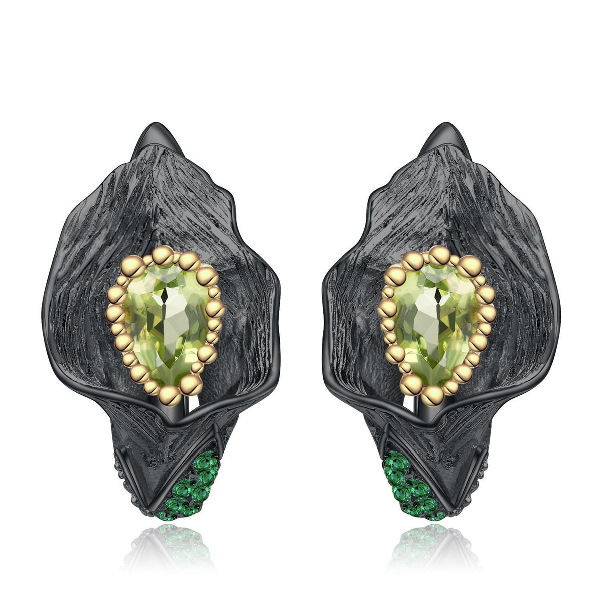Secret Garden Designer Elegant Natural Peridot Earrings in 925 Sterling Silver