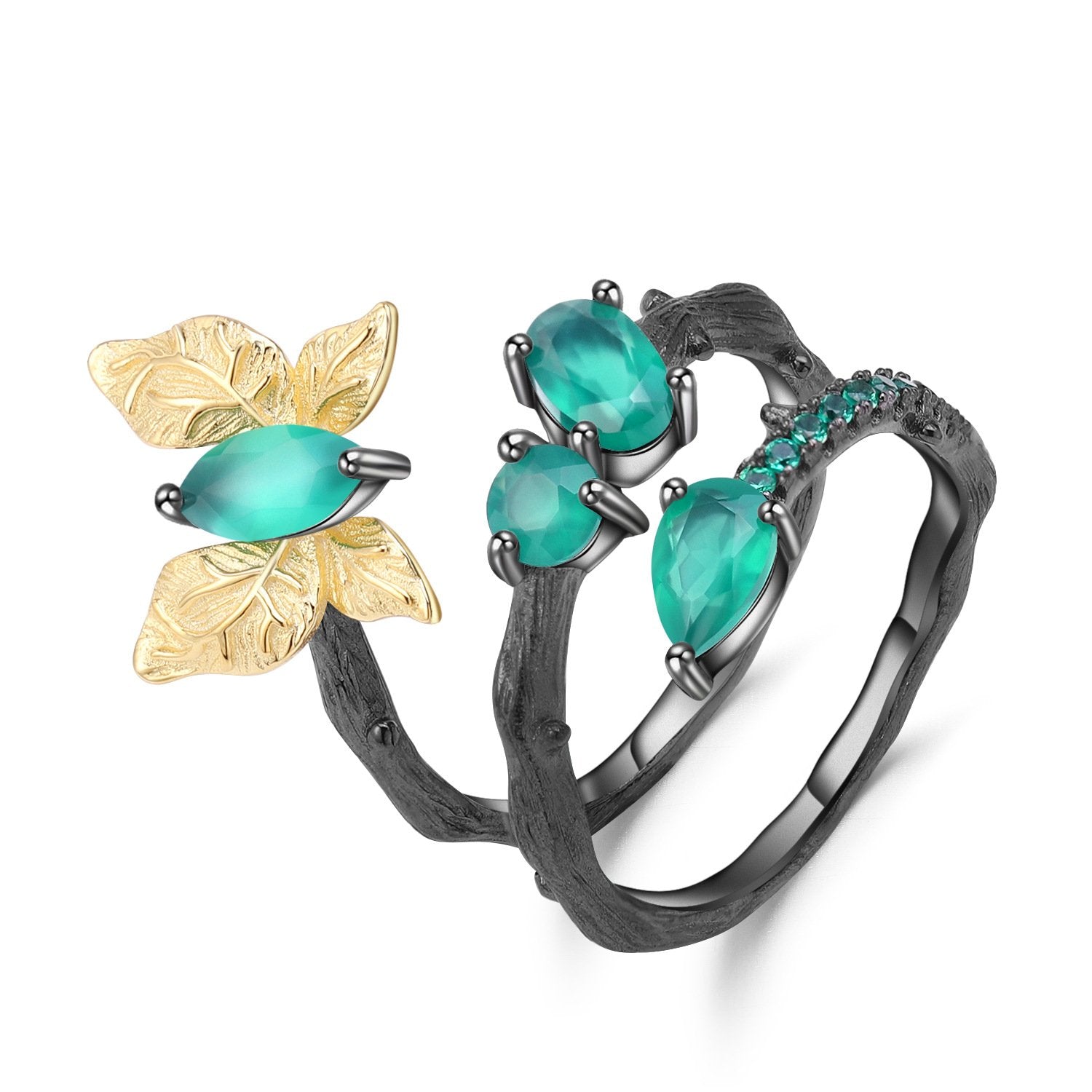 Close-up of the Diopside setting on this ring