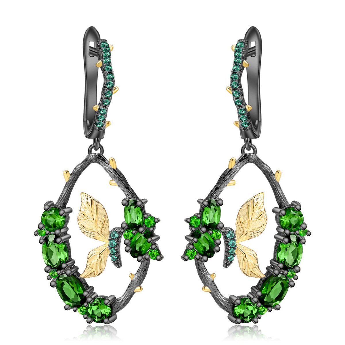 Close-up of the Natural Gemstone setting on these earrings