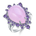 Secret Garden Elegant Luxury Pink Chalcedony & Natural Gemstone Ring in 925 Sterling Silver