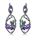 Secret Garden Designer Floral Natural Gemstone Earrings in 925 Sterling Silver