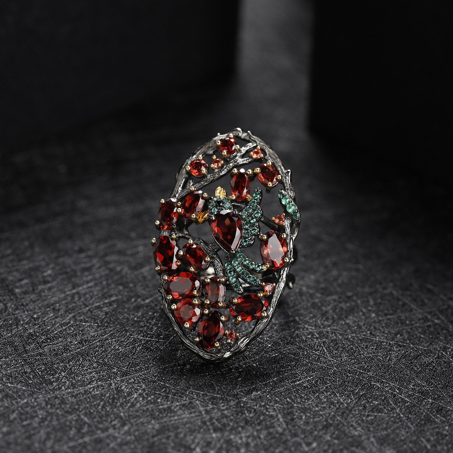 Close-up of the Topaz setting on this ring