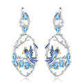 Secret Garden Designer Floral Natural Gemstone Earrings in 925 Sterling Silver