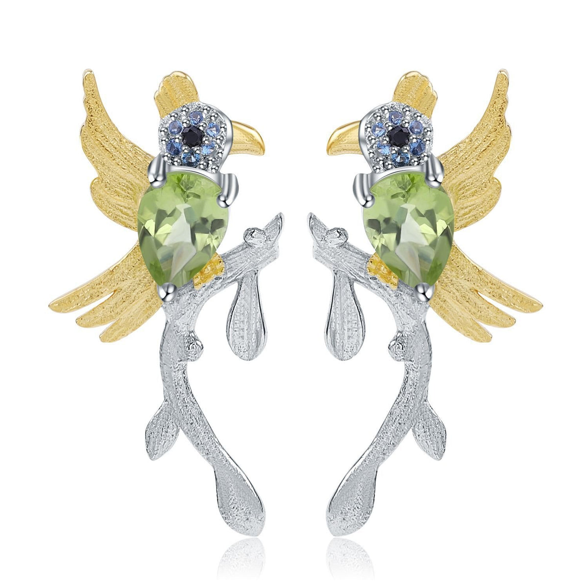 Close-up of the Blue Topaz setting on these earrings