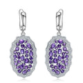 Secret Garden Elegant Luxury Pavé Natural Gemstone Amethyst Earrings in 925 Sterling Silver