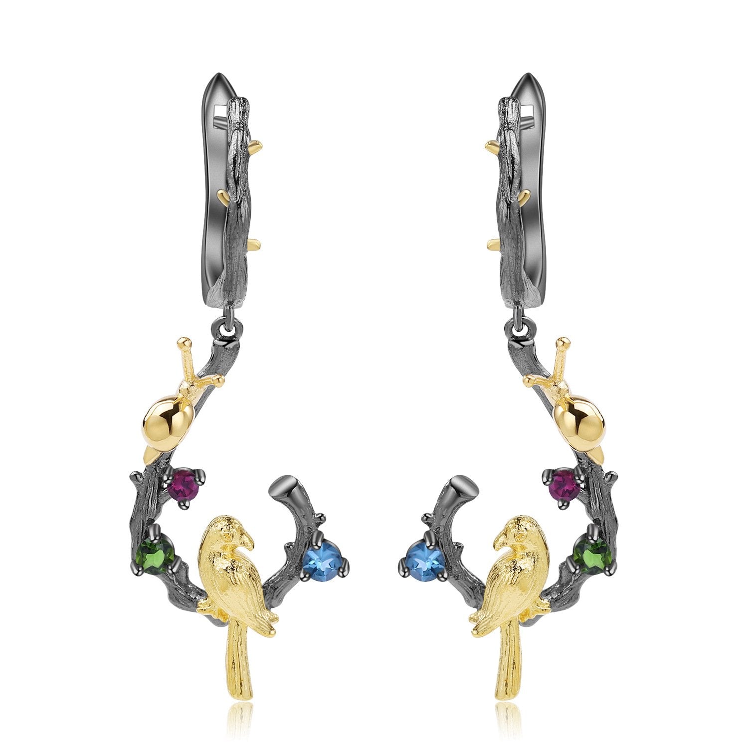 Close-up of the Natural Gemstone setting on these earrings