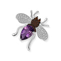 Secret Garden Designer Natural Gemstone Amethyst Brooch in 925 Sterling Silver