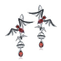 Secret Garden Designer Natural Garnet & Black Earrings in 925 Sterling Silver