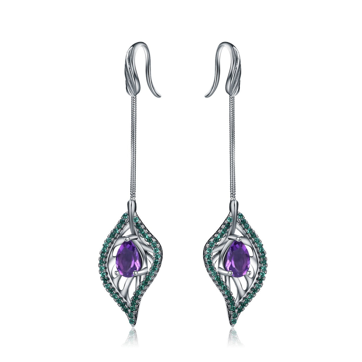 Secret Garden Designer Amethyst Earrings in 925 Sterling Silver