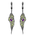 Secret Garden Designer Nature-Inspired Leaf Floral Natural Gemstone Earrings in 925 Sterling Silver