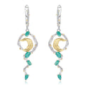Secret Garden Designer Nature-Inspired Floral Natural Gemstone Green Agate Earrings in 925 Sterling Silver