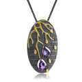Secret Garden Designer Elegant Amethyst Necklace in 925 Sterling Silver