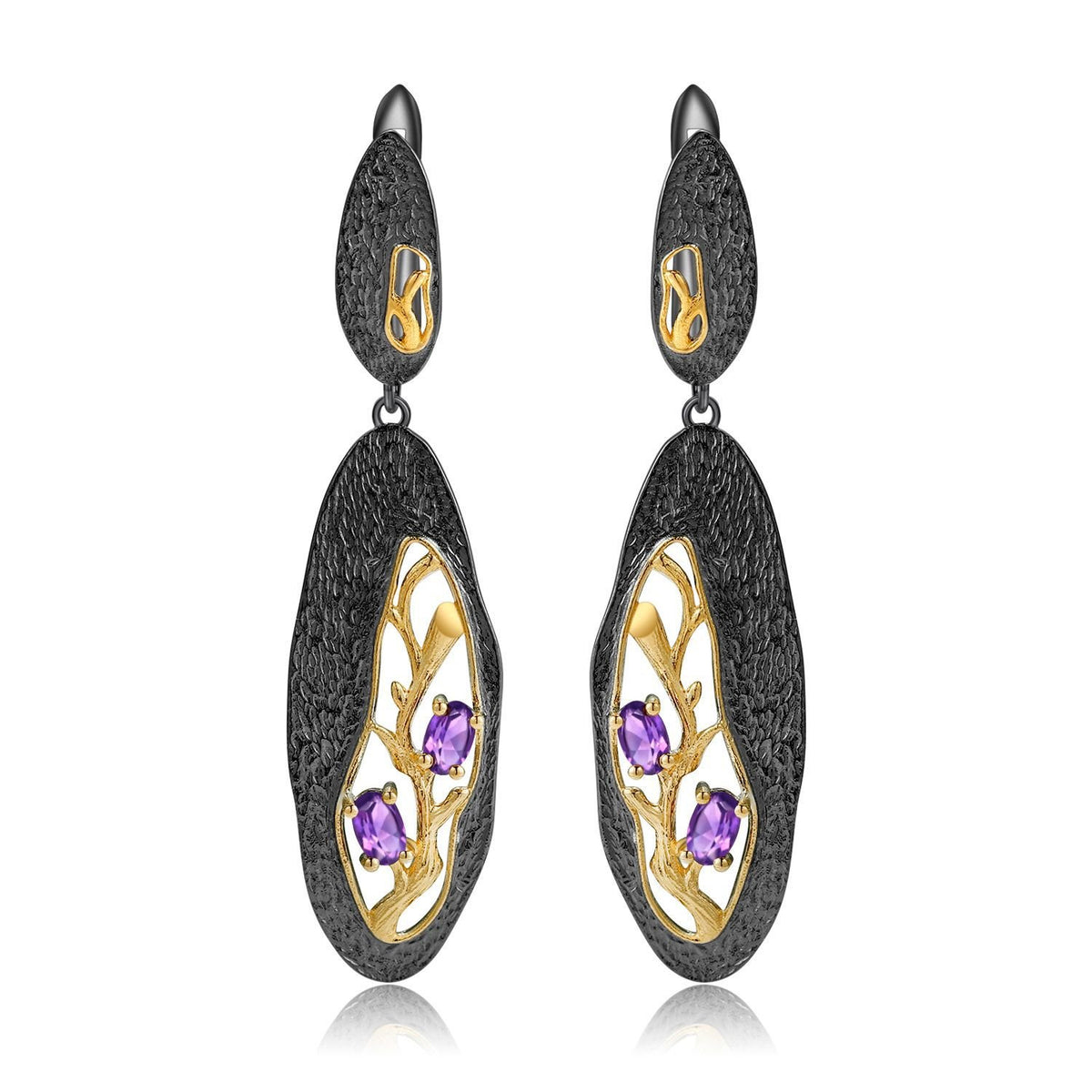 Side profile of the Rhodolite Garnet earrings