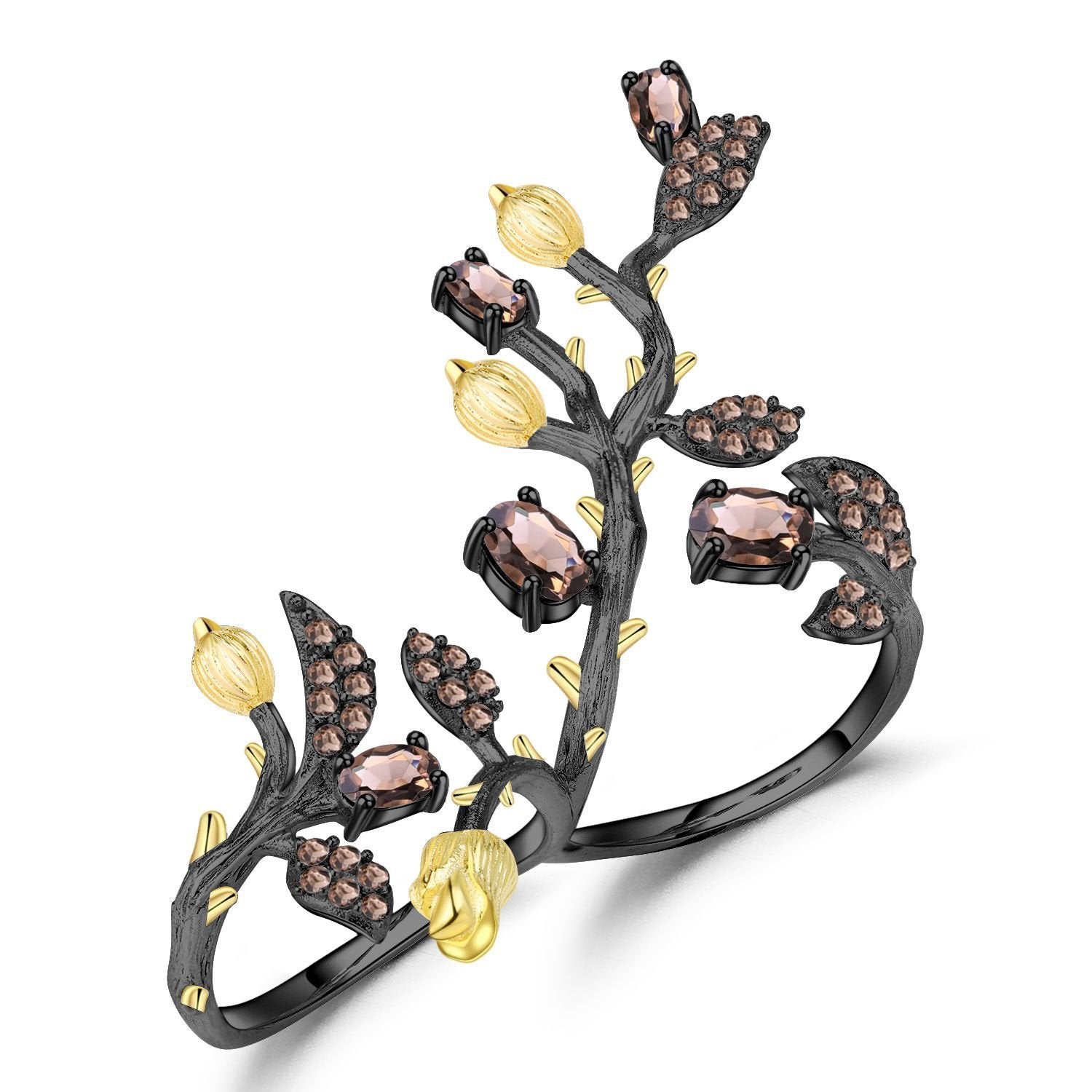 Close-up of the Natural Gemstone setting on this ring