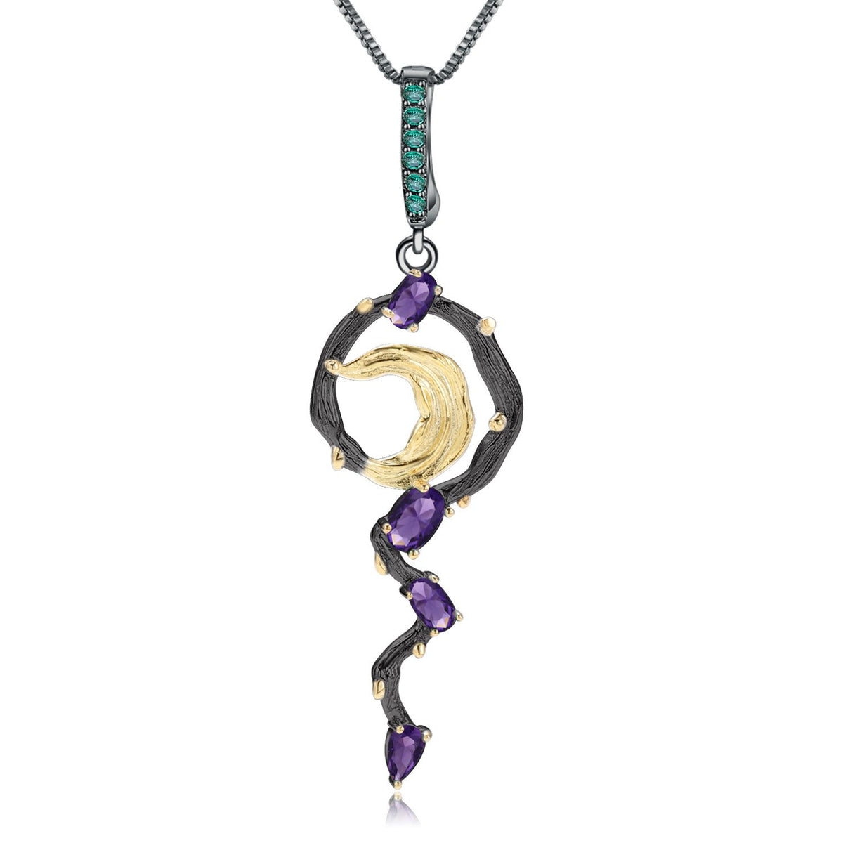 Close-up of the Natural Gemstone setting on this necklace