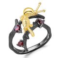 Secret Garden Designer Floral Natural Gemstone Ring in 925 Sterling Silver