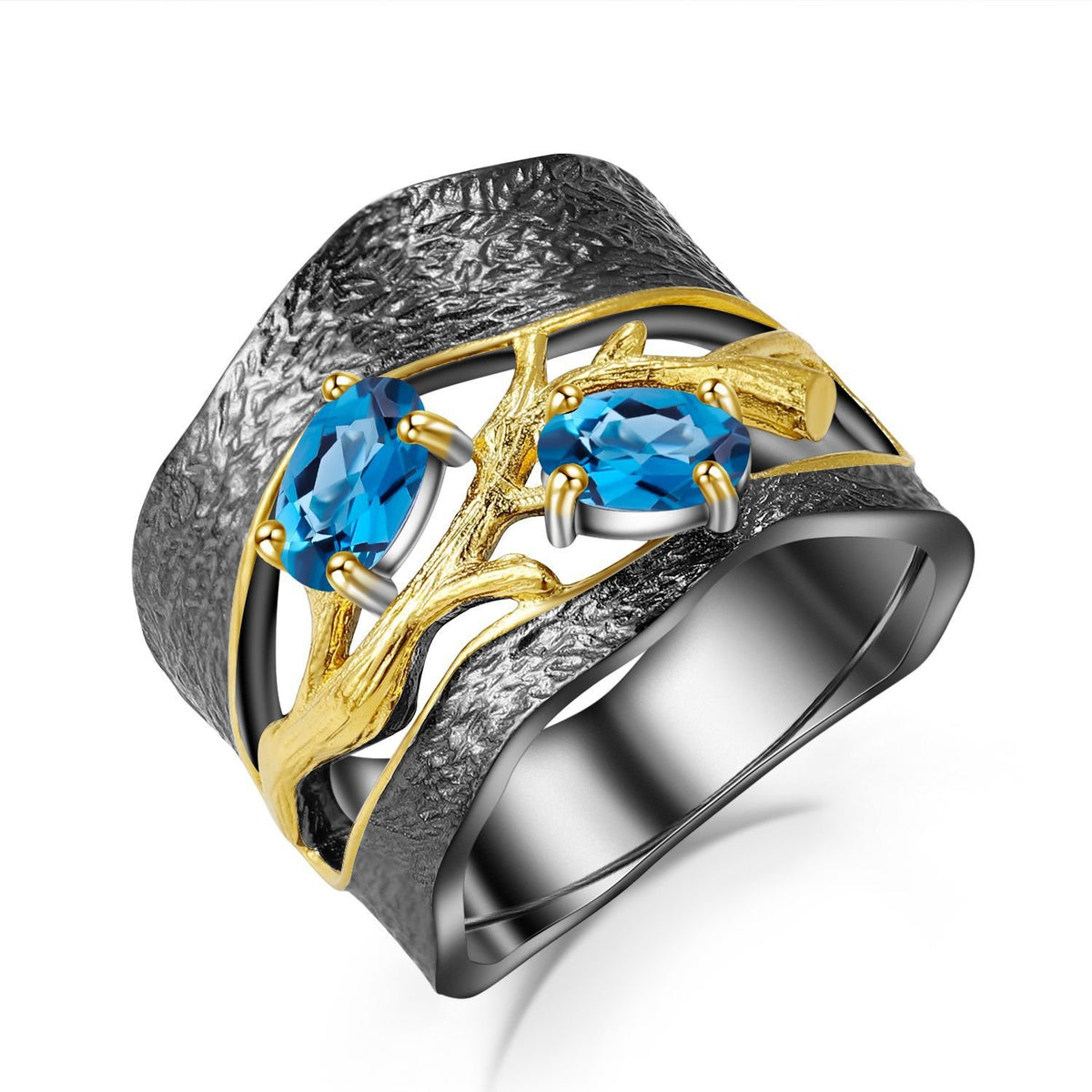 Close-up of the Natural Gemstone setting on this ring