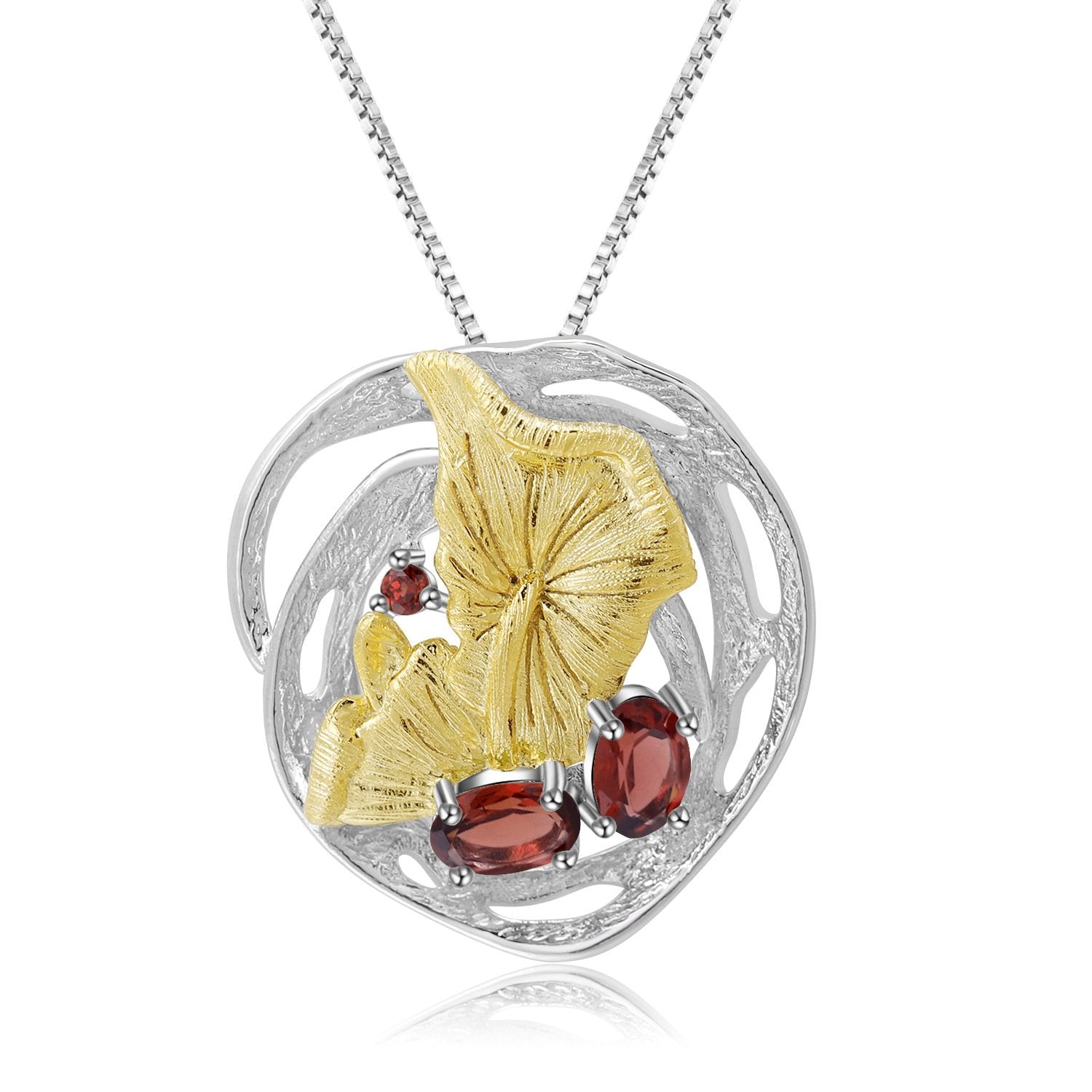 Close-up of the Natural Gemstone setting on this necklace