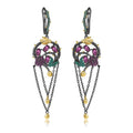 Secret Garden Designer Nature-Inspired Rose Floral Natural Rhodolite Earrings in 925 Sterling Silver