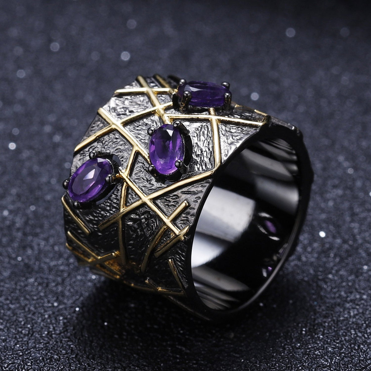 Amethyst Ring worn for scale and styling reference
