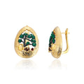 Secret Garden Designer Nature-Inspired Elegant Vintage Natural Gemstone Earrings in 925 Sterling Silver