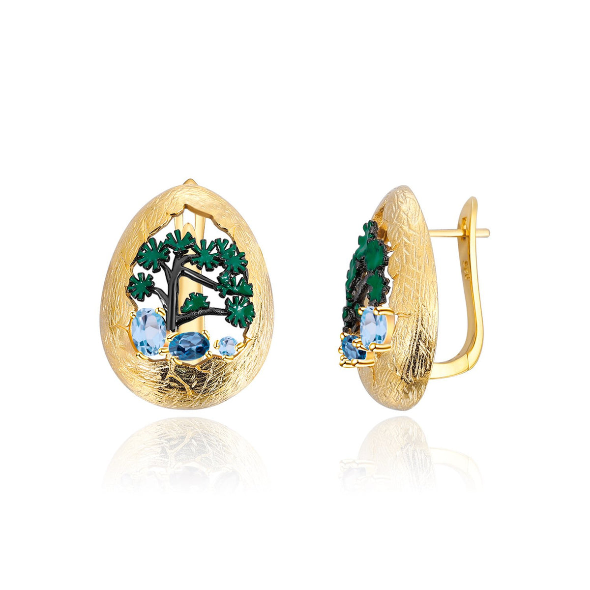 Side profile of the Natural Gemstone earrings