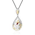 Secret Garden Designer Nature-Inspired Natural Gemstone Necklace in 925 Sterling Silver