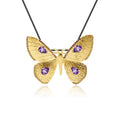 Secret Garden Designer Butterfly Amethyst & 2-in-1 Necklace in 925 Sterling Silver
