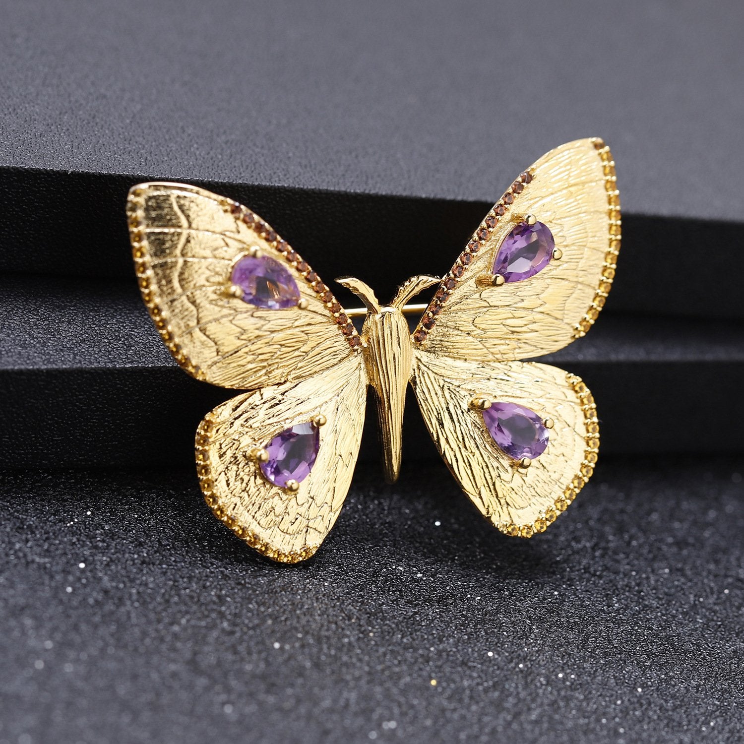 Back view of the Amethyst necklace showing clasp and hallmark