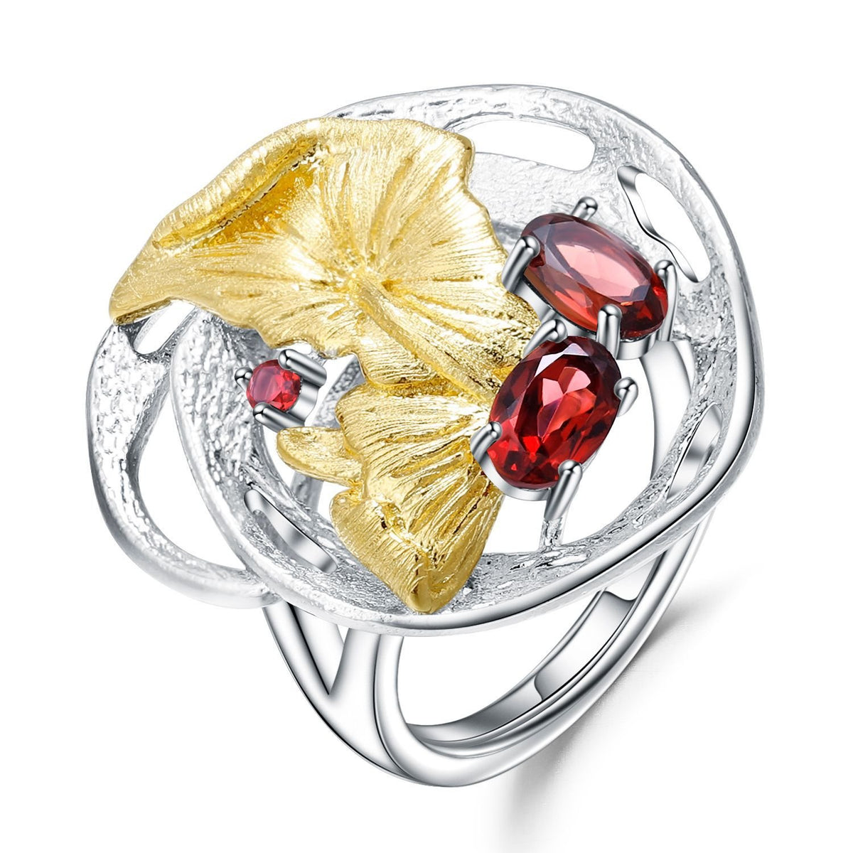 Close-up of the Natural Gemstone setting on this ring