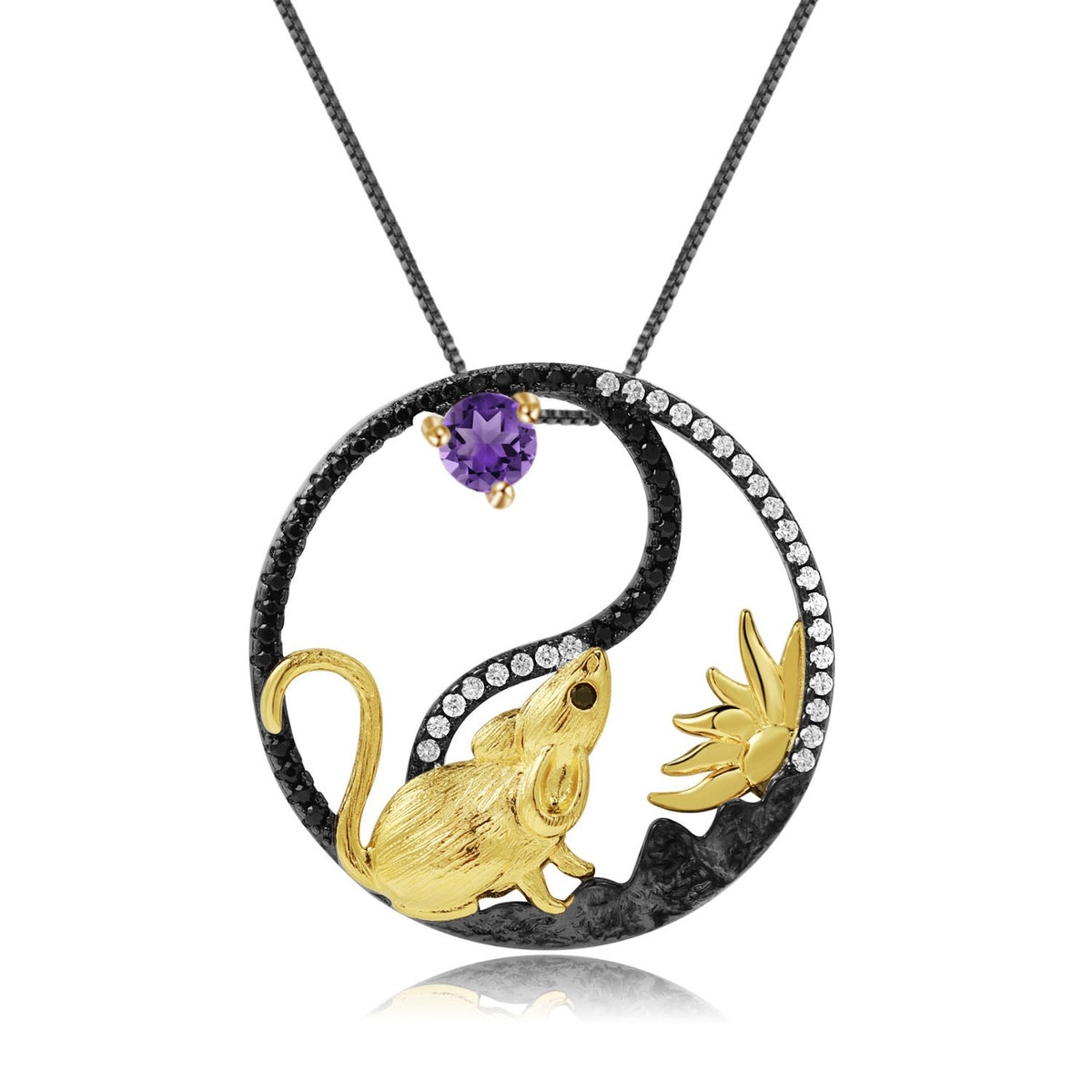 Secret Garden Designer Natural Gemstone Necklace in 925 Sterling Silver
