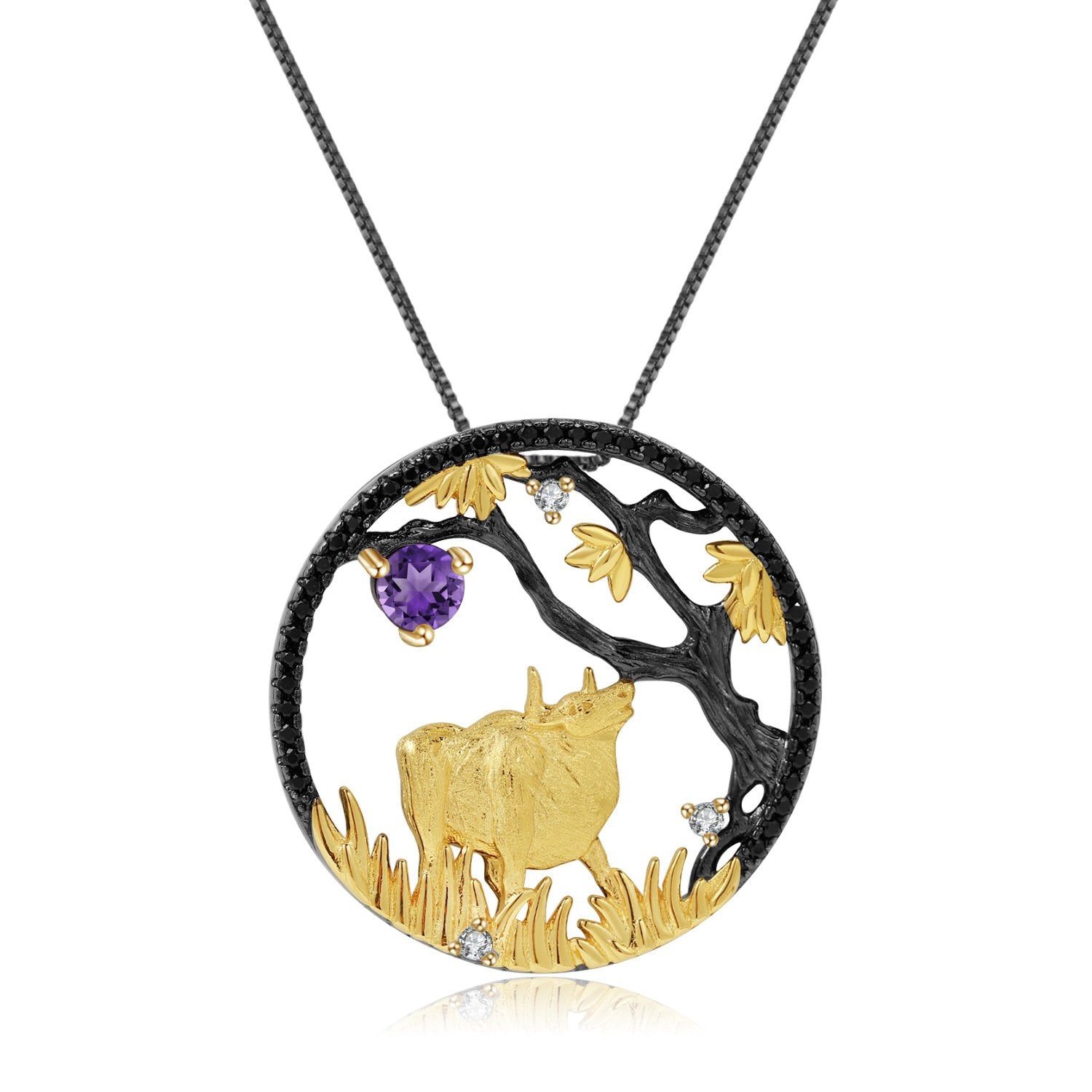 Secret Garden Designer Natural Gemstone Necklace in 925 Sterling Silver
