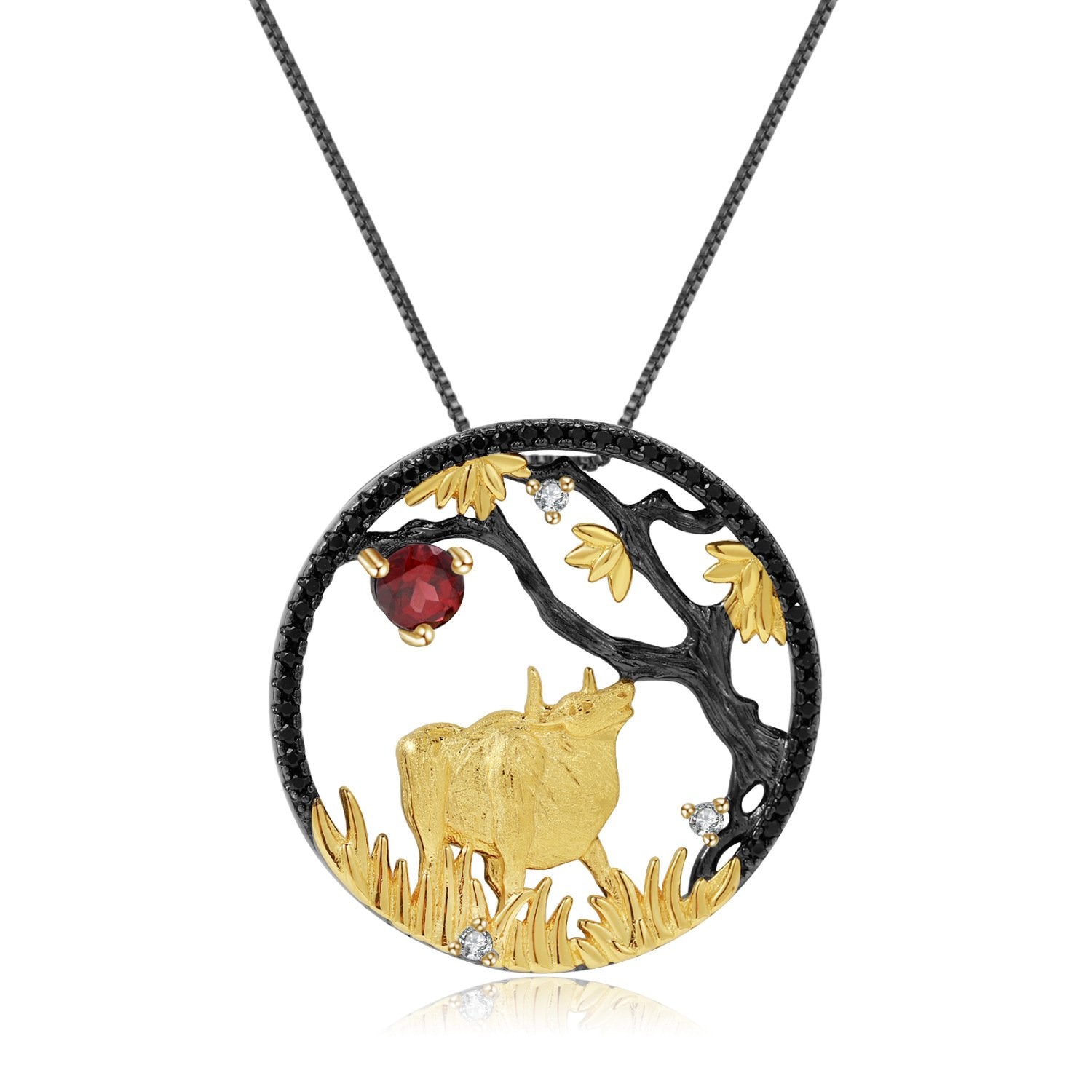 Close-up of the Natural Gemstone setting on this necklace