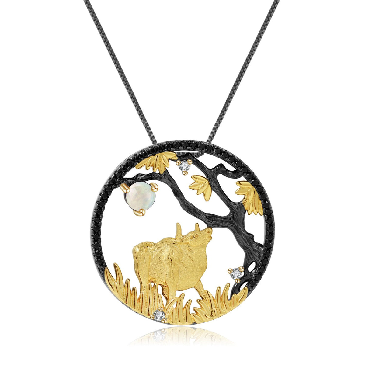 Side profile of the Natural Gemstone necklace
