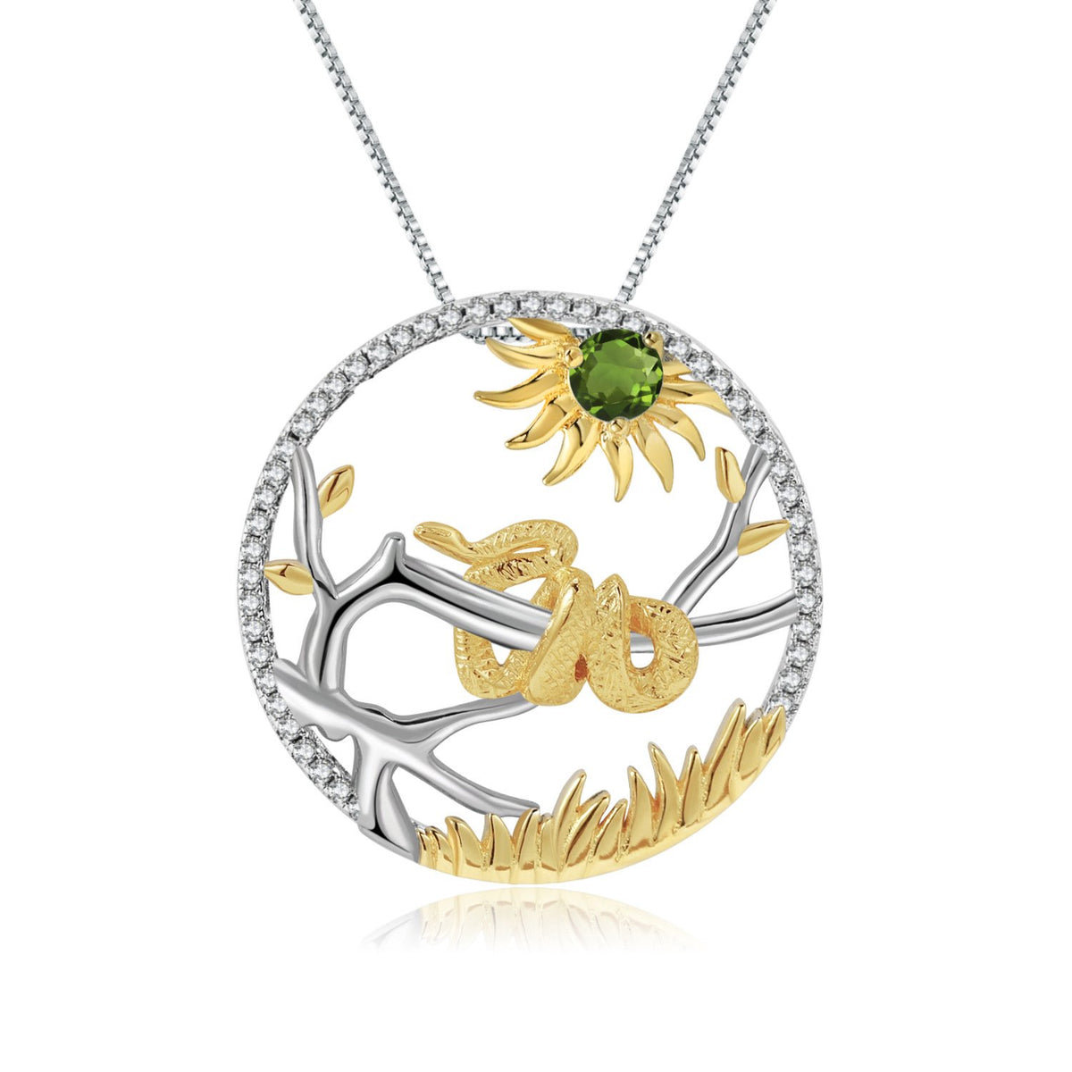 Close-up of the Natural Gemstone setting on this necklace